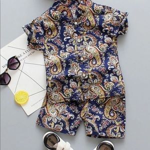 paisley print shirt and shorts boy set